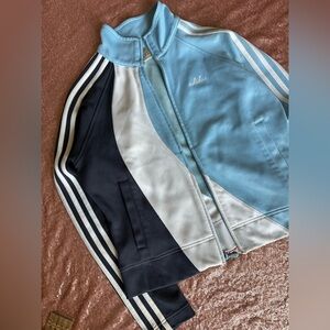 Adidas Vintage 90s Color Block Track Jacket - Blue, Navy & White Coat, L kids
